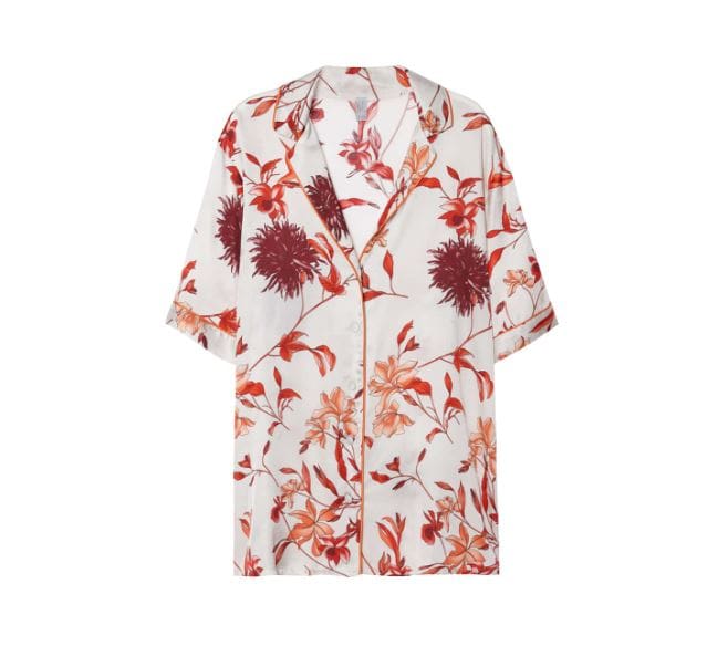camisa estampada floral em cetim intimissimi promocao