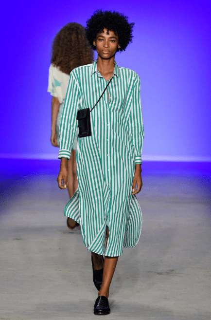 Vestido listras - verde e branco - Cotton Project SPFW Moda Look